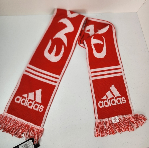 Adidas England Red White Fringe Football Soccer Scarf New NWT - Picture 5 of 6
